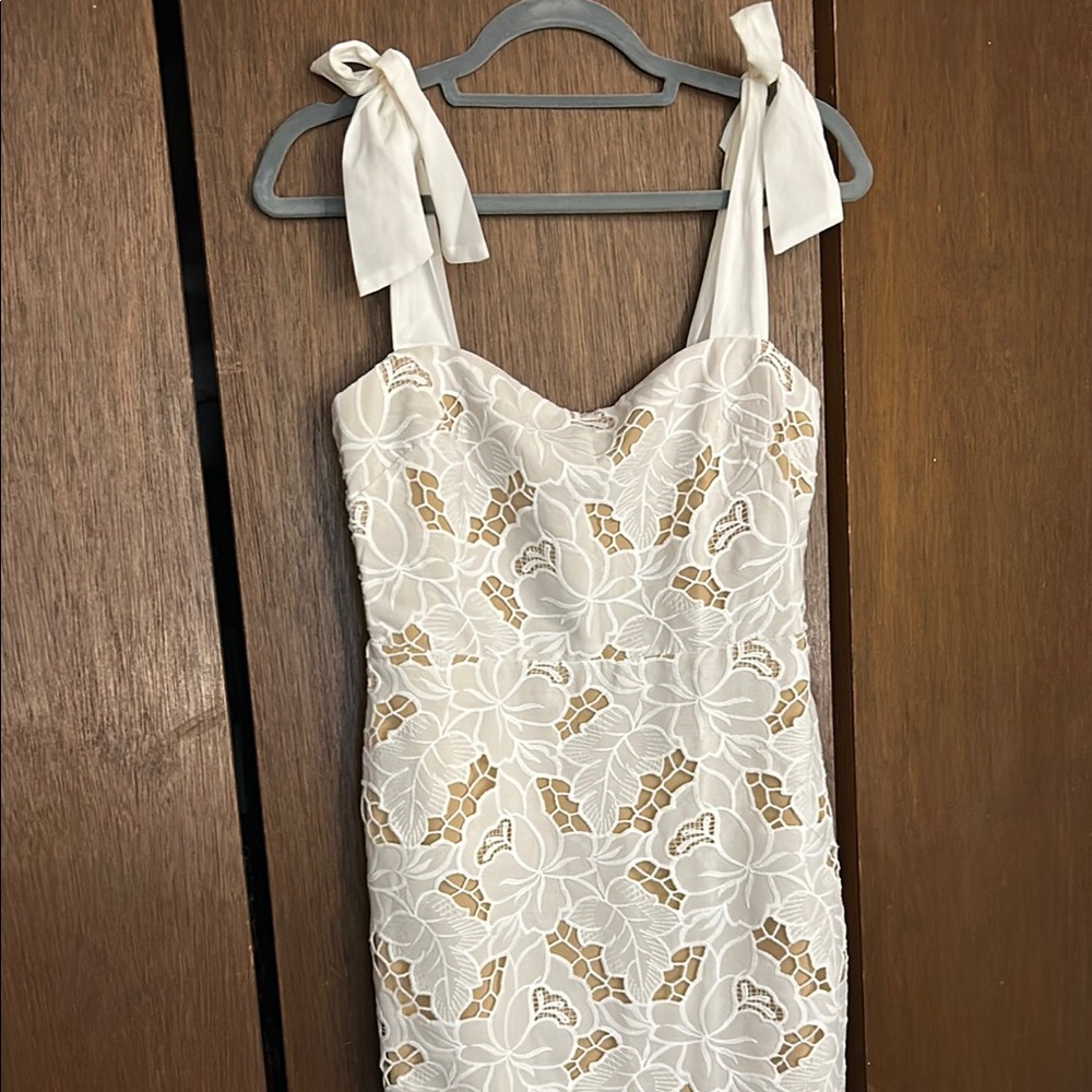 White Floral Lace Bridal Shower Dress